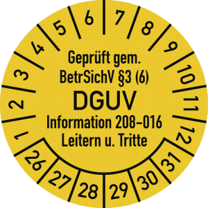 Dreifke&reg; Pr&uuml;fplakette Gepr&uuml;ft...BetrSichV...DGUV,2026-2031,Dokumentenf.,&Oslash;30 m...