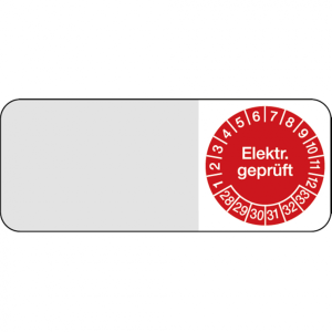 Dreifke&reg; Kabelpr&uuml;fplakette Elektr. gepr&uuml;ft f&uuml;r 28 rot/wei&szlig; - 50x20 mm Folie s...