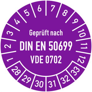 Dreifke&reg; Pr&uuml;fplakette Gepr&uuml;ft nach DIN EN 50699, VDE 0702, 2028-2033, Folie, ...