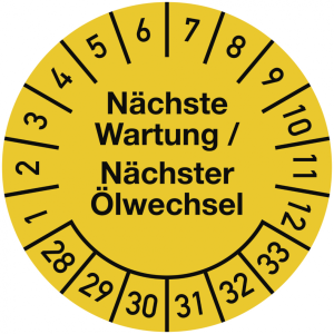 Dreifke&reg; Pr&uuml;fplakette N&auml;chste Wartung/N&auml;chster &Ouml;lwechsel 2028-2033, Dokumente...