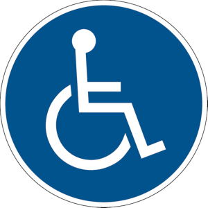 Dreifke&reg; Parkplatzschild, Symbol Rollstuhlfahrer (rund) | Folie selbstklebend...