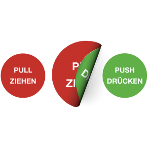 Dreifke&reg; Aufkleber Piktogramm Pull Ziehen/Push Dr&uuml;cken, Folie, doppelseitig, ...