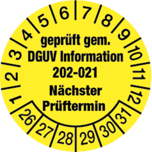 Dreifke&reg; Pr&uuml;fplakette, DGUV Information 202-021 N&auml;chster Pr&uuml;fter - 30 mm Foli...