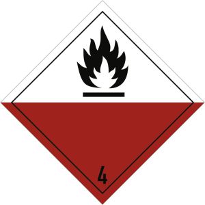 Gefahrzettel Klasse 4.2, Folie, 100x100 mm, 1000 St&uuml;ck/Rolle