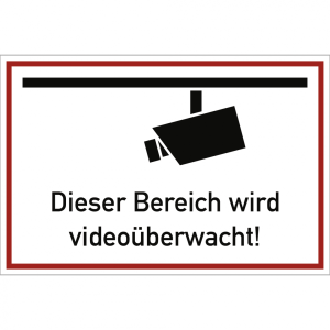 Dreifke&reg; Schild Dieser Bereich wird video&uuml;berwacht, Alu, 300x200 mm