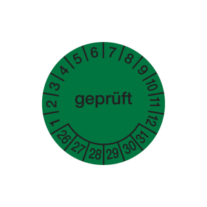 Dreifke&reg; Aufkleber Pr&uuml;fplakette, gepr&uuml;ft, gr&uuml;n/schwarz, Folie, &Oslash; 30 mm - Boge...