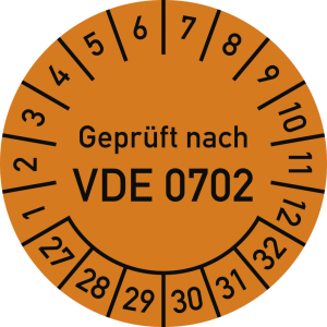 Dreifke&reg; Pr&uuml;fplakette Gepr&uuml;ft nach VDE 0702, 2027-2032, Dokumentenf., &Oslash; 30mm,...