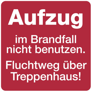 Dreifke&reg; Hinweisschild, Aufzug im Brandfall nicht be - 200x200x0.45 mm Alumin...