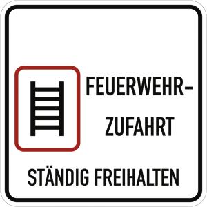 Dreifke&reg; Schild Feuerwehrzufahrt st&auml;ndig freihalten, Alu, 500x500 mm