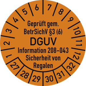 Dreifke&reg; Pr&uuml;fplakette BetrSichV &sect;3 DGUV 208-043, 2027-2032,Dokumentenf.,&Oslash; 30m...