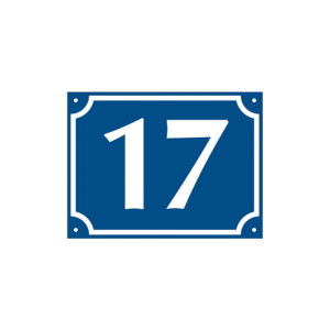Dreifke&reg; Hausnummer, Aluminium gepr&auml;gt, zweistellig (Nr. 10-99), blau/wei&szlig;, 1...