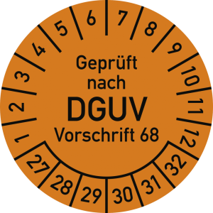 Dreifke&reg; Pr&uuml;fplakette Gepr. n. DGUV Vorsch. 68, 2027-2032,Polyesterfolie,&Oslash;40m...