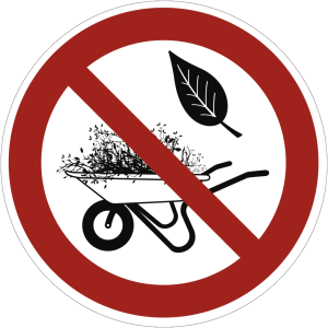 Dreifke&reg; Alu-Schild "Gr&uuml;n- und Gartenabf&auml;lle abladen verboten", &Oslash;40cm, 1 St&uuml;c...