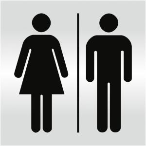 Dreifke&reg; Schild - Piktogramm WC Damen/Herren, Alu silber eloxiert, 148x148 mm