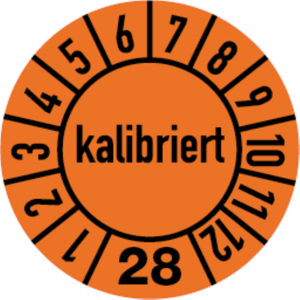 Dreifke&reg; Jahrespr&uuml;fplakette, kalibriert, orange/schwarz, Folie, - 10 mm Folie...