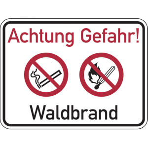 Dreifke&reg; Hinweisschild, Achtung Gefahr! Waldbrand - 400x300x2 mm Aluverbund