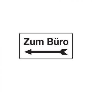 Dreifke&reg; Hinweisschild, Zum B&uuml;ro + Pfeil links, 150 x 300 mm, Aluminium, Alu ...