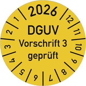 Dreifke&reg; Pr&uuml;fplakette 2026 DGUV Vorschrift 3 gepr&uuml;ft, Dokumentenfolie, &Oslash; 15 m...