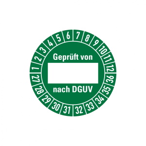 Dreifke&reg; Aufkleber Pr&uuml;fplakette, Gepr&uuml;ft von (Freifeld) nach DGUV, gr&uuml;n/wei&szlig;,...