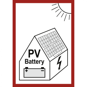 Dreifke&reg; Aufkleber, Hinweis auf eine PV-Anlage mit Batteriespeicher, Folie, 1...