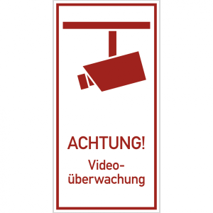 Dreifke&reg; Schild ACHTUNG! Video&uuml;berwachung, Alu, 200x400 mm