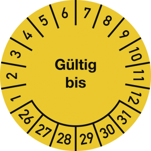 Dreifke&reg; Pr&uuml;fplakette G&uuml;ltig bis 2026 - 2031, Dokumentenfolie, &Oslash; 25 mm, 10 St...