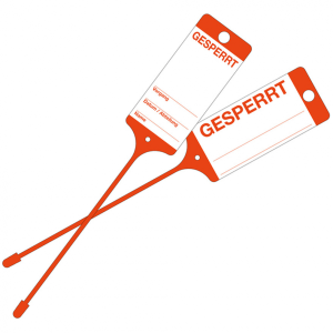Anh&auml;ngeetiketten / Kollianh&auml;nger, rot, GESPERRT, 215x58 mm, PP - 1 Karton = 1...
