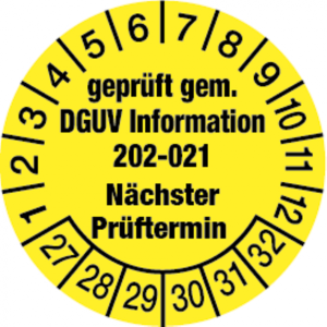 Dreifke&reg; Pr&uuml;fplakette, DGUV Information 202-021 N&auml;chster Pr&uuml;fter - 30 mm Foli...