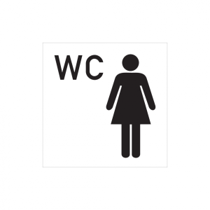 Dreifke&reg; WC-Schild, WC + Piktogramm Damen, Alu 2 mm 1 Stk.