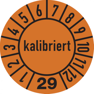 Dreifke&reg; Jahrespr&uuml;fplakette, kalibriert, orange/schwarz, Folie, - 10 mm Folie...