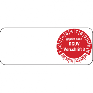 Dreifke&reg; Kabelpr&uuml;fplakette ab 29 nach DGUV Vorschrift 3 rot/w - 50x20 mm Foli...