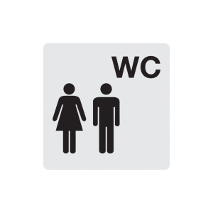 Dreifke&reg; WC-Schild, Damen/Herren, Piktogramm, 60 x 60 mm, Alu glatt 1 Stk.