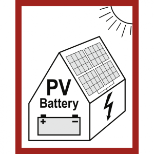 Dreifke&reg; Schild, Hinweis auf eine PV-Anlage mit Batteriespeicher, Alu, 200x25...