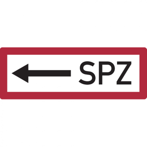 Dreifke&reg; Feuerwehrschild, SPZ (Sprinklerzentrale) mit Pfeil nach links - DIN ...
