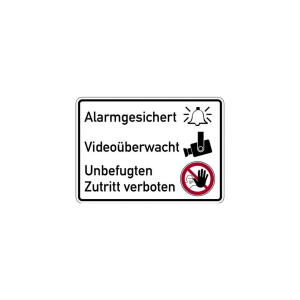 Aufkleber Alarmgesichert Video&uuml;berwacht | Unbefugten Zutritt verboten 150x200mm