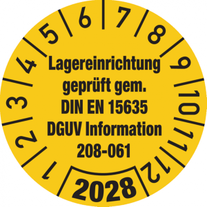 Dreifke&reg; Jahrespr&uuml;fplakette, Lagereinrichtung DGUV Information 2 - 30 mm Foli...