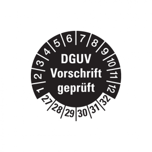 Dreifke&reg; Aufkleber Pr&uuml;fplakette, DGUV Vorschrift gepr&uuml;ft, schwarz/wei&szlig;, &Oslash; 30 ...
