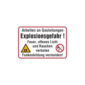 Dreifke&reg; Hinweisschild, Arbeiten an Gasleitungen, 400 x 600 mm, Aluminium gep...