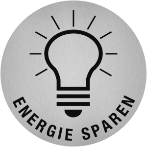 Dreifke&reg; Aufkleber - Piktogramm Energie sparen, Edelstahl, selbstklebend, &Oslash; 5...