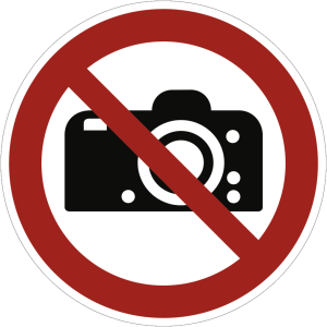 Dreifke&reg; Schild Fotografieren verboten ISO 7010, Alu, &Oslash; 315 mm