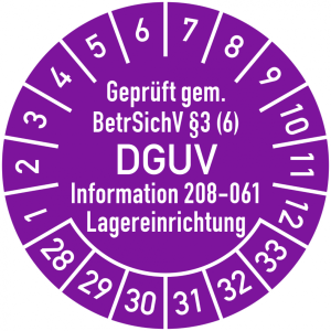 Dreifke&reg; Pr&uuml;fplakette Gepr&uuml;ft gem. BetrSichV &sect;3 (6) DGUV Information 208-061,...
