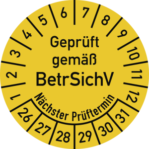 Dreifke&reg; Pr&uuml;fplakette Gepr&uuml;ft gem&auml;&szlig; BetrSichV...2026 - 2031, Folie, &Oslash; 30 mm, ...