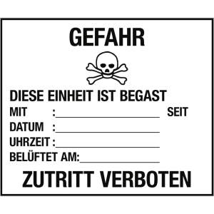 Dreifke&reg; Aufkleber Gefahrzettel GEFAHR DIESE EINHEIT IST BEGAST ...,Folie, 60...