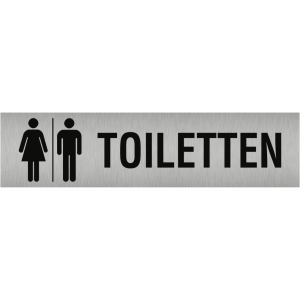 Dreifke&reg; Aufkleber - Piktogramm Toiletten Damen/Herren, Edelstahl, selbstkleb...
