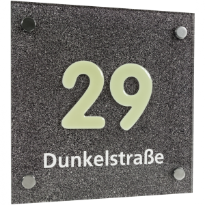 Dreifke&reg; Hausnummernschild mit Stra&szlig;enangabe,Acrylglas,Ziffer langnachleuchte...