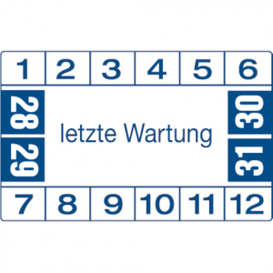 Dreifke&reg; Aufkleber | Etikett letzte Wartung ab 28 wei&szlig;/blau - 40x25 mm Folie ...