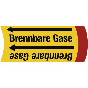Aufkleber Band f&uuml;r Rohre bis &Oslash; 50 mm, Gruppe 4 Brennbare Gase, Folie, 100 mm ...