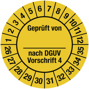 Dreifke&reg; Pr&uuml;fplakette Gepr&uuml;ft von ___ nach DGUV Vorschrift 4, 2026-2035, Foli...