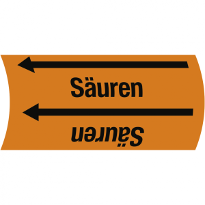 Aufkleber Band f&uuml;r Rohre bis &Oslash; 50 mm, Gruppe 6 S&auml;uren, Folie, 76 mm x 33 m