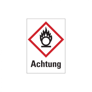 Dreifke&reg; Gefahrstoffetiketten - Flamme &uuml;ber einem Kreis (GHS03) &amp; Signalwort ...
